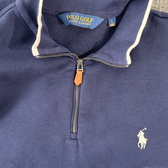 Polo Ralph Lauren Golf L 1/4 Zip Pullover Navy Blue Preppy Ivy Y2K Vintage - Picture 1 of 10